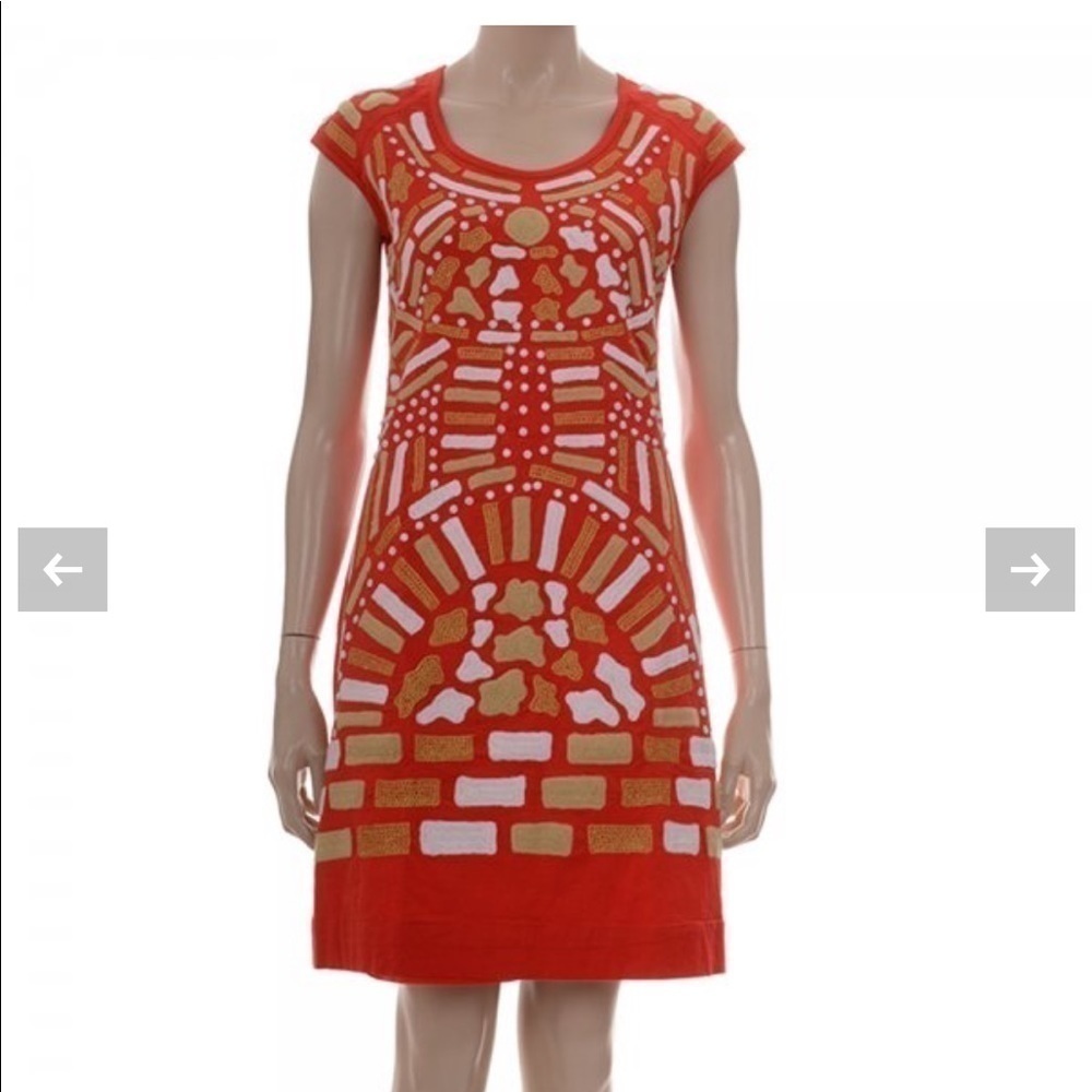 ALMATRICHI European fully embroidered red sleeveless sheath dress from Spain, 6﻿ - Picture 2 of 13